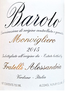 2015 Alessandria Barolo Monvigliero