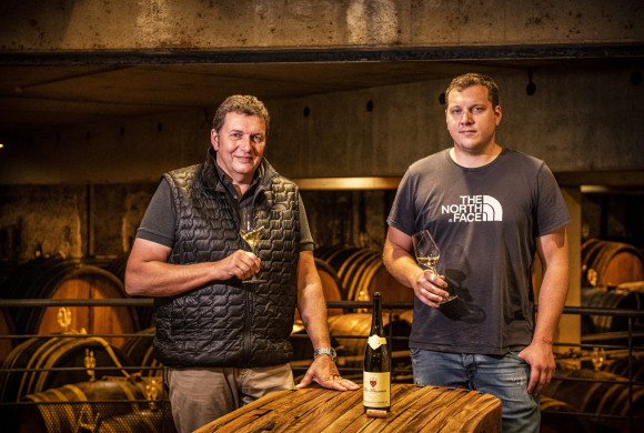 Olivier and Pierre-Emile Humbrecht in the Zind Humbrecht winery