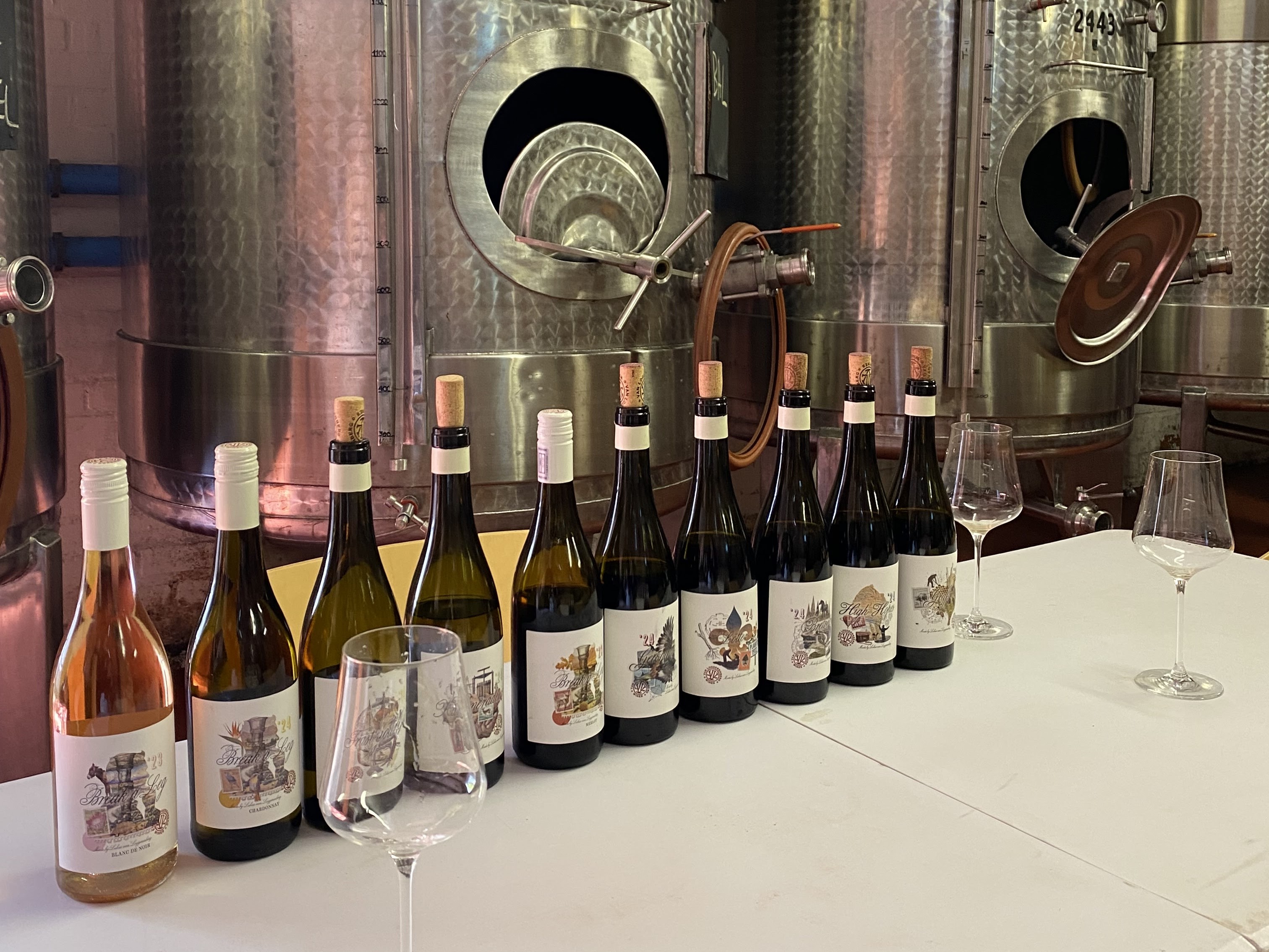 Lineup after a tasting with Lukas van Loggerenberg in his cellar in Paarl