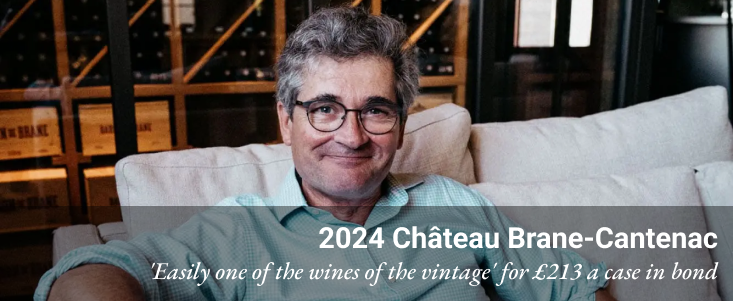 Henri Lurton, proprietor, seated in the tasting room of Brane-Cantenac's estate