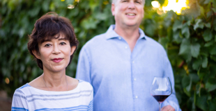 Ken and Akiko in the vineyard